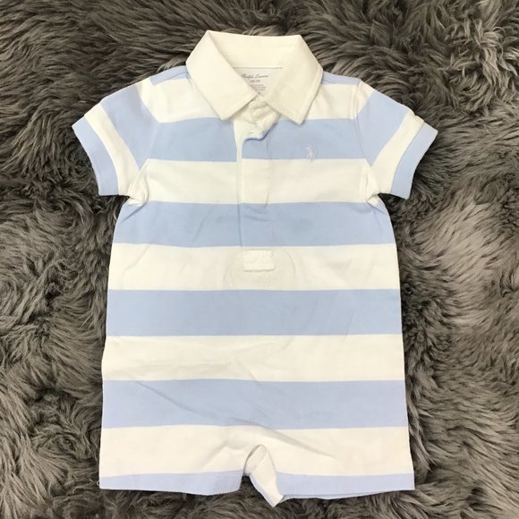 Ralph Lauren | Boy's Bodysuit | Blue & White | Stripes | 3 Months - Picture 1 of 2